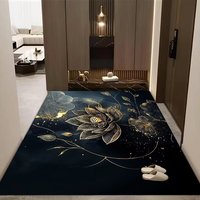 Crystal Velvet Gold Floral Area Rugs Printed Carpet Floor Mat for Living Room Bedroom Entryway Home Decor Wholesale Supplier B2B