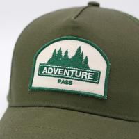 Casquette de sport respirante pour la pêche et la chasse en plein air, unisexe, avec broderie de patch montagne, verte, style trucker