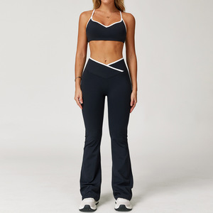 Ensemble de yoga respirant XS à blocs de couleurs pour femmes Costume de <span class=keywords><strong>sport</strong></span> taille haute avec <span class=keywords><strong>short</strong></span> Naked Feel Tight-Fitting Fitness Running Outfit - Product Image 4