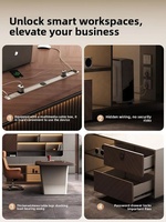 Ensemble de table et chaise de bureau de direction, armoire latérale en bois en forme de L, bureau de direction moderne et haut de gamme pour le travail