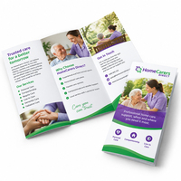 Service d'impression de dépliants, brochures, affiches et flyers en carton 105 g/m², 128 g/m², 157 g/m², formats A3, A4, A5, DL, avec logo personnalisé