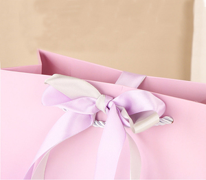 Bolsa de Regalo Rosa con Logotipo Personalizado, Bolsa de Compras para Empaque de Pelucas, Bolsas de Papel con Lazo y Moño con su Propio Logotipo - Product Image 6