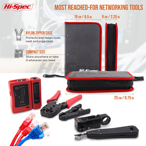 Kit de herramientas de red de alta especificación con crimpadora, comprobador y pelacables para reparación e instalación de cableado Ethernet - Product Image 1