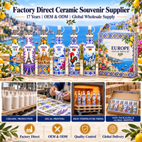 Ensemble de bouteilles d'huile d'olive en céramique, souvenir européen, avec impression de monuments nationaux, distributeur d'huile avec bec verseur en acier inoxydable, thème urbain personnalisé