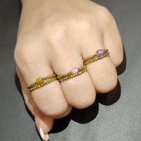 Hochwertige PVD Edelstahl Perlen ringe Bunte Kristall perlen Anhänger Ring für Frauen Lady Wasserdichter elastischer Ring Schmuck
