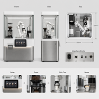 Kiosque à café robotisé à six axes avec machine à expresso commerciale, système de brassage robotique à haut rendement, usage commercial