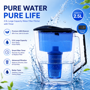 Filtre à eau écologique, comprend 1 filtre, réduit le calcaire et le <span class=keywords><strong>chlore</strong></span>, <span class=keywords><strong>carafe</strong></span> de 2,5 L, compatible avec le réfrigérateur - Product Image 2