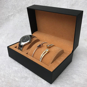 Boîte cadeau de luxe personnalisée pour montre et bijoux, boîte d'emballage en papier rigide pour ensemble montre et collier avec insert en velours - Product Image 6