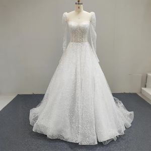 Jancember AJJ09 hermosos vestidos acampanados de encaje de manga larga para niñas - Product Image 1