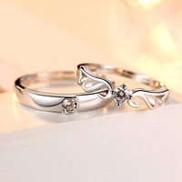 Aimeishi Manufacturers' Price Bague de mariage en argent sterling 925 Design d'ailes d'ange romantique pour femmes hommes couple pour les fêtes