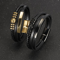 Bracelet tressé pour homme Novirassine en acier inoxydable, fait main, plaqué or 18 carats, chaîne et maillons, cadeau de fête