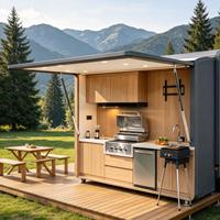 Meubles de cuisine modulaires modernes en alliage d'aluminium, design ignifuge et écologique, plan de travail en acier inoxydable, finition laquée, pour extérieur