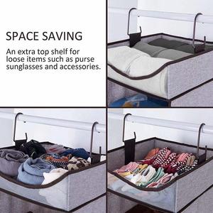 Foldable 3-shelf Storage Containers Closet Household Items Organizer <b>Wardrobe</b> Clothes Hanging Shelves - Product Image 4