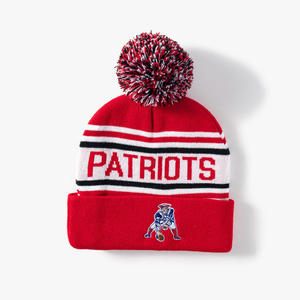 Winter Hat With <strong>Pom</strong> <strong>Pom</strong> Custom Jacquard Design Acrylic Knit <strong>Pom</strong> <strong>Beanie</strong> Men for Football Team - Product Image 3