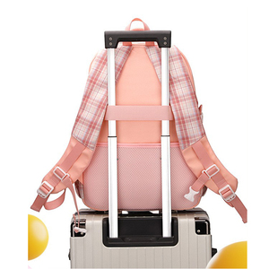 <span class=keywords><strong>Sac</strong></span> <span class=keywords><strong>à</strong></span> <span class=keywords><strong>dos</strong></span> décontracté imperméable pour filles, <span class=keywords><strong>sac</strong></span> d'école mignon <span class=keywords><strong>à</strong></span> carreaux avec pochette pour bagage, idéal pour les voyages et l'usage quotidien - Product Image 4