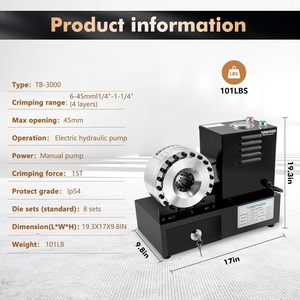 Presse à sertir hydraulique électrique Turboyhood 110V 150 bars avec 8 matrices pour lignes de climatisation automobile et excavatrices - Product Image 2