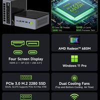 Mini PC GMKtec, AMD R7 6850H, 16 Go DDR5, 512 Go SSD, Radeon 680M, WiFi 6, Ordinateur de bureau compact, Usage professionnel/domestique, Certifié CE/FCC