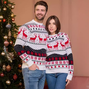 2026 nouveau KJ 2024 fabricants personnalisés conception col rond à manches longues tricot hommes femmes <span class=keywords><strong>renne</strong></span> <span class=keywords><strong>pull</strong></span> de noël - Product Image 2