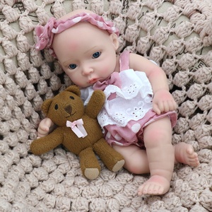 11 Inch <strong>Small</strong> Soft Silicone Reborn Baby <strong>Doll</strong> Fashion Mini Toy Model in Pink for Children - Product Image 3