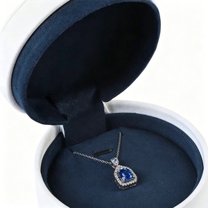 Premium Quality White Round Pu <b>Ring</b> Necklace Jewelry Box with Dual-purpose Lining High Grade Jewelry Box - Product Image 2
