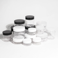 50 ml 100 ml 120 ml 150 ml 200 ml 250 ml 500 ml PET pots de crème cosmétique transparents conteneur de gommage corporel en plastique avec couvercles noirs