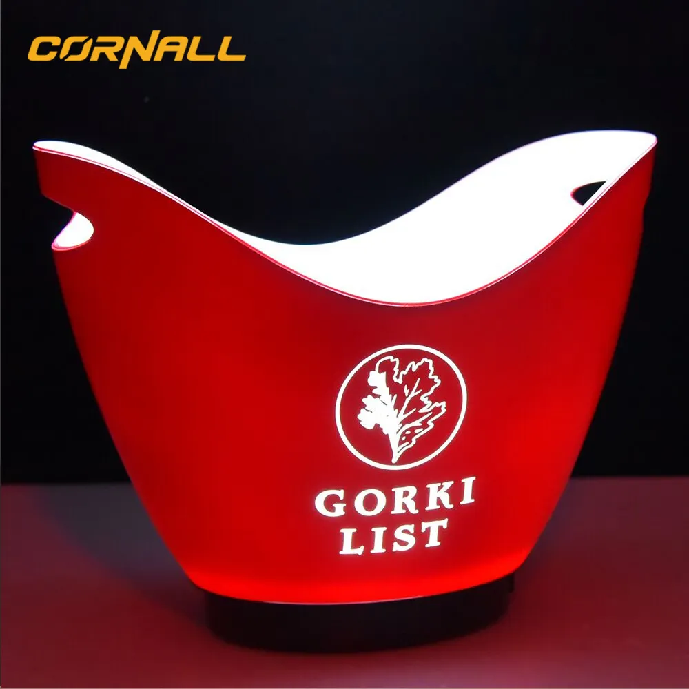 7 Colors LED Light Ice Bucket Drinks Ice Cooler 10L Ice Bucket With LED Light