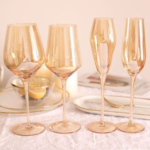 Copa de Vino de Cristal para el Hogar, con Recubrimiento Electrolítico, Color Ámbar, de Cristal, con Tallo Alto, para Vino Tinto y Champán - Product Image 3