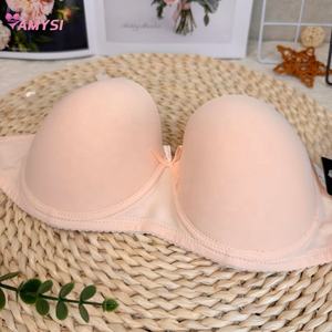 924 # Sujetador con aros push-up sin tirantes Sexy para mujer 1/2 Copa Color sólido moda Popular verano moda punto ajustado al por mayor - Product Image 4