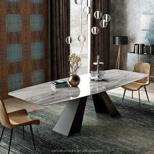 Artificielle Marbre Français <span class=keywords><strong>Italien</strong></span> Dubaï Blanc Gris Rectangle De Luxe 6 8 12 10 places table à manger ensemble - Product Image 1