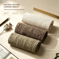 Rideau en tissu texturé rustique aspect lin épais avec bordure à pompons pour salon, décoration intérieure, taille personnalisée