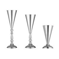Vase en métal trompette pour centre de table de mariage moderne, support de fleurs doré en gros pour décoration de fête