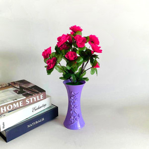 ดอกกุหลาบประดิษฐ์ขนาด 36 ซม. จัดในแจกันสีม่วง สำหรับตกแต่งบ้าน - Product Image 2