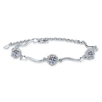 Bracelet minimaliste en argent sterling S925 certifié GRA, serti de six griffes en forme de cœur, coupe ronde, 0,5 CT*3 Moissanite, pour femmes