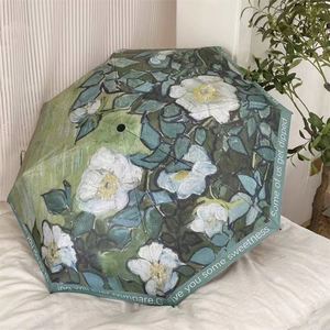 Anti-Uv Rainy and Sunny Women's Retro Oil Painting Custom Print Fully Automatic Vinyl Parasol <b>Umbrella</b> - Product Image 2