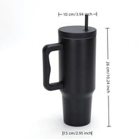 Gobelet isotherme en acier inoxydable de 40 oz avec poignée et paille, tasse de voyage à double paroi isolée sous vide