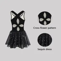 Justaucorps de danse pour fille, robe de danse brillante sans manches pour tout-petits, vêtements de danse pour enfants avec doublure intégrale sur le devant