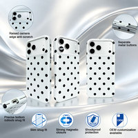 Polka Dot Magnetische Telefoonhoes met Onafhankelijke Metalen Knoppen & Verhoogde Anti-Kras Camera Rand voor iPhone 17 Pro Max