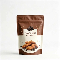 Bolsas Ecológicas de Color Marrón Chocolate con Almendras y Estrellas Doradas para Envasado de Alimentos Premium (Grado Alimenticio)