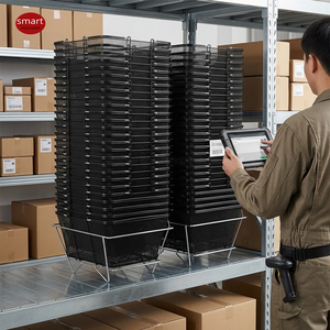 Panier de courses métallique empilable pour supermarché, panier à main en fil métallique pour épicerie - Product Image 6