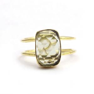 แหวนพลอยคาลซิโดนีลาเวนเดอร์ทำมือทรงสี่เหลี่ยมผืนผ้าสายคู่ปรับสีทองได้เครื่องประดับอัญมณีแฟชัน - Product Image 6