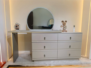 Modern Makeup <b>Vanity</b> <b>Table</b> with Lighted <b>Mirror</b> and Storage Drawers for Bedroom Furniture - Product Image 2