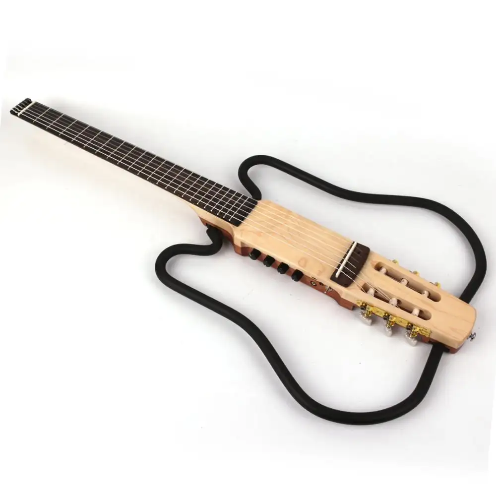 nylon string headless built in effect natural black travel portable classic silent electric classical guitar electrica guitars