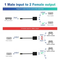 Répartiteur Toslink 1x2, câble audio optique coaxial à paire torsadée, connecteurs plaqués or, gaine en PVC, 20 cm, 1 mâle 2 femelles pour haut-parleur