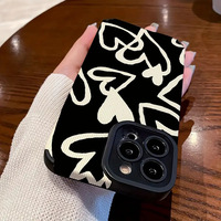 Coque de protection antichoc tendance en TPU motif cœur mignon pour iPhone 18, 17 Air, 16, 16 Pro, 15, 15 Pro Max, 14 Pro Max