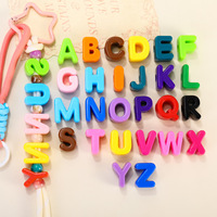 Perles acryliques à gros trous, alphabet anglais, pour accessoires de bijoux DIY, sangles de téléphone, breloques de sac, porte-clés, fournitures de perlage