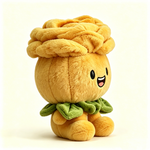 Peluche de Animal con Forma de Flor Personalizado con Cara Sonriente, Adorable Peluche de Personaje Floral con Hojas Verdes - Product Image 2