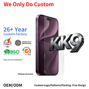 Protector de Pantalla de Vidrio Templado KK9 Personalizado de Fábrica <span class=keywords><strong>para</strong></span> iPhone 18 Pro, Transparente, Súper Resistente, Dureza 9H, Anti-Rotura - Product Image 1