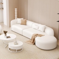 Ensemble de canapé chaise longue et table basse moderne et minimaliste, structure en bois, dessus en cuir microfibre, meubles multifonctionnels pour la maison
