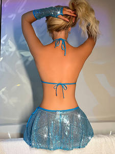 Conjunto de Lencería Sexy para Mujer con Lentejuelas Brillantes y Coloridas, Ropa de Actuación Exótica para Club Nocturno, Atuendos de Stripper, Ropa de Baile - Product Image 3