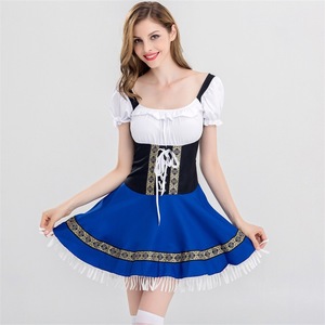 Vestido de Festival de la Cerveza para Mujer Yi Xiaoyi, Azul, Manga Corta, Tejido, Disfraz para Actuación en Escenario - Product Image 1
